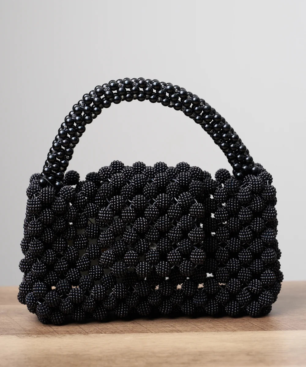 Handcrafted Textured Beaded Mini Top-Handle Bag