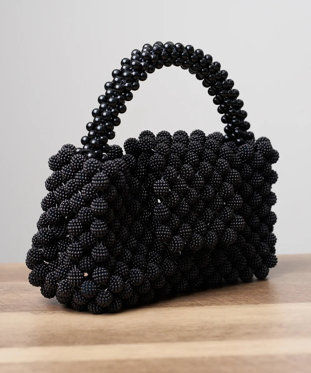 Handcrafted Textured Beaded Mini Top-Handle Bag