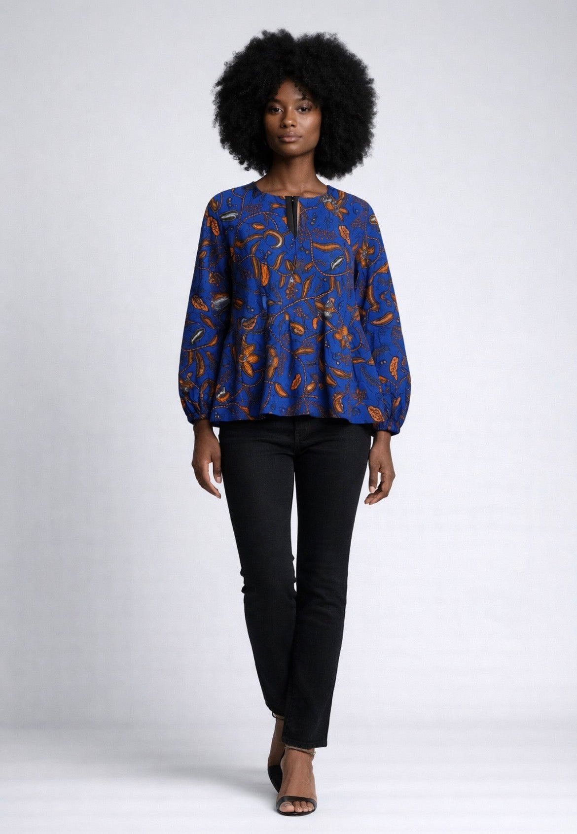 Ankara Vneck Peplum Top