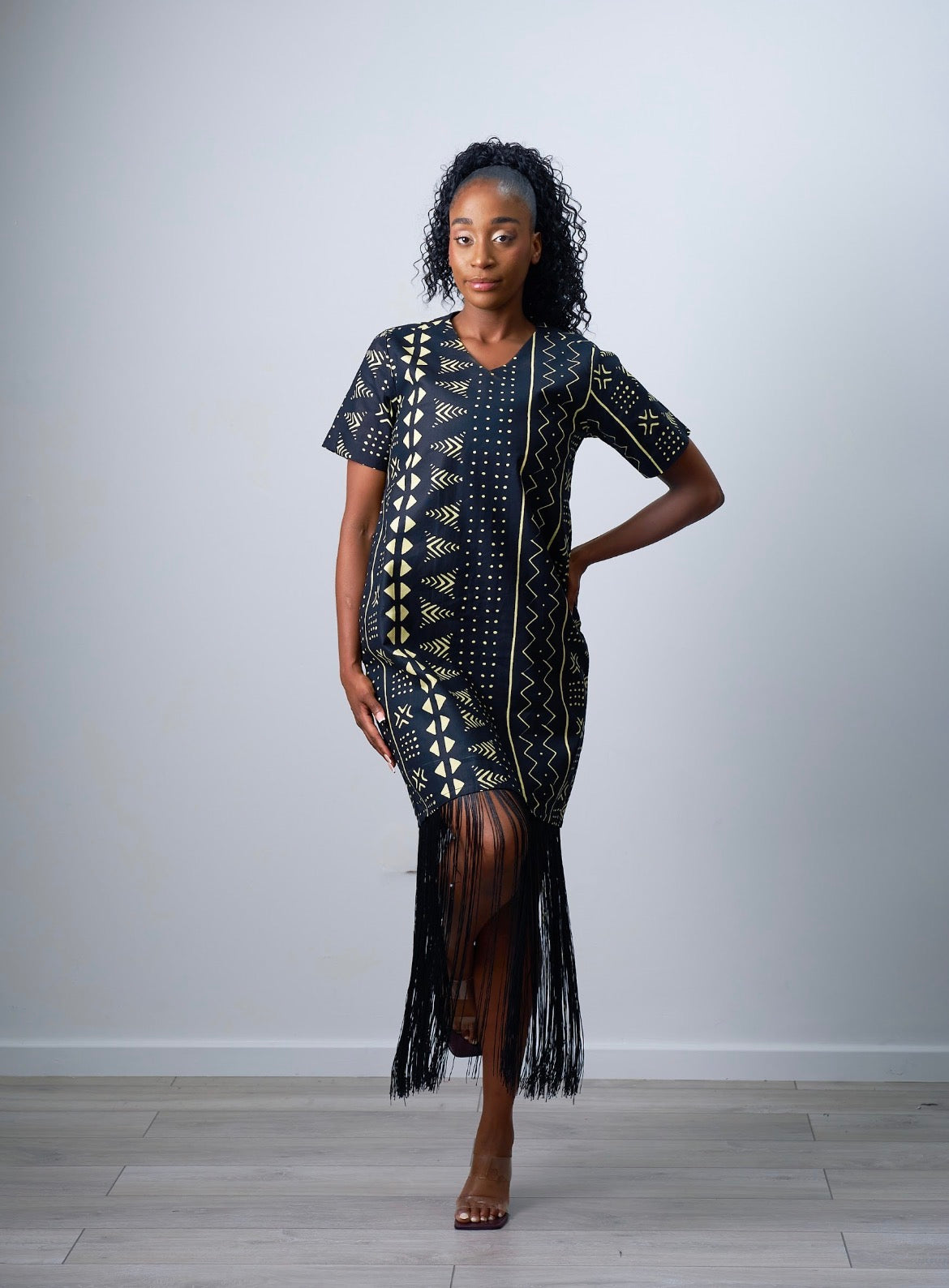 Maxi gown with fringe