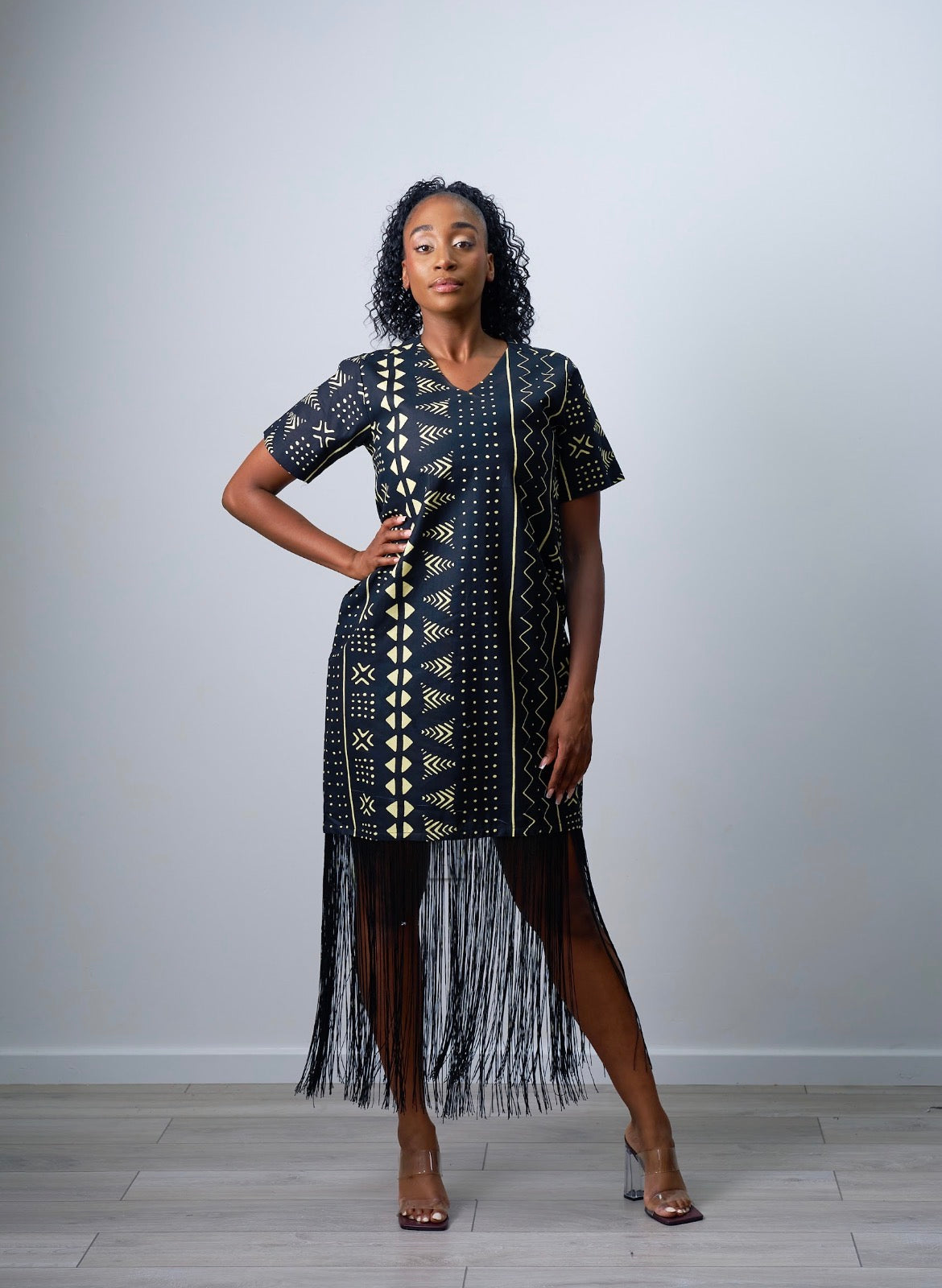 Maxi gown with fringe