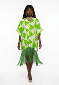 Ankara vneck fringe dress