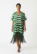 Ankara vneck fringe dress