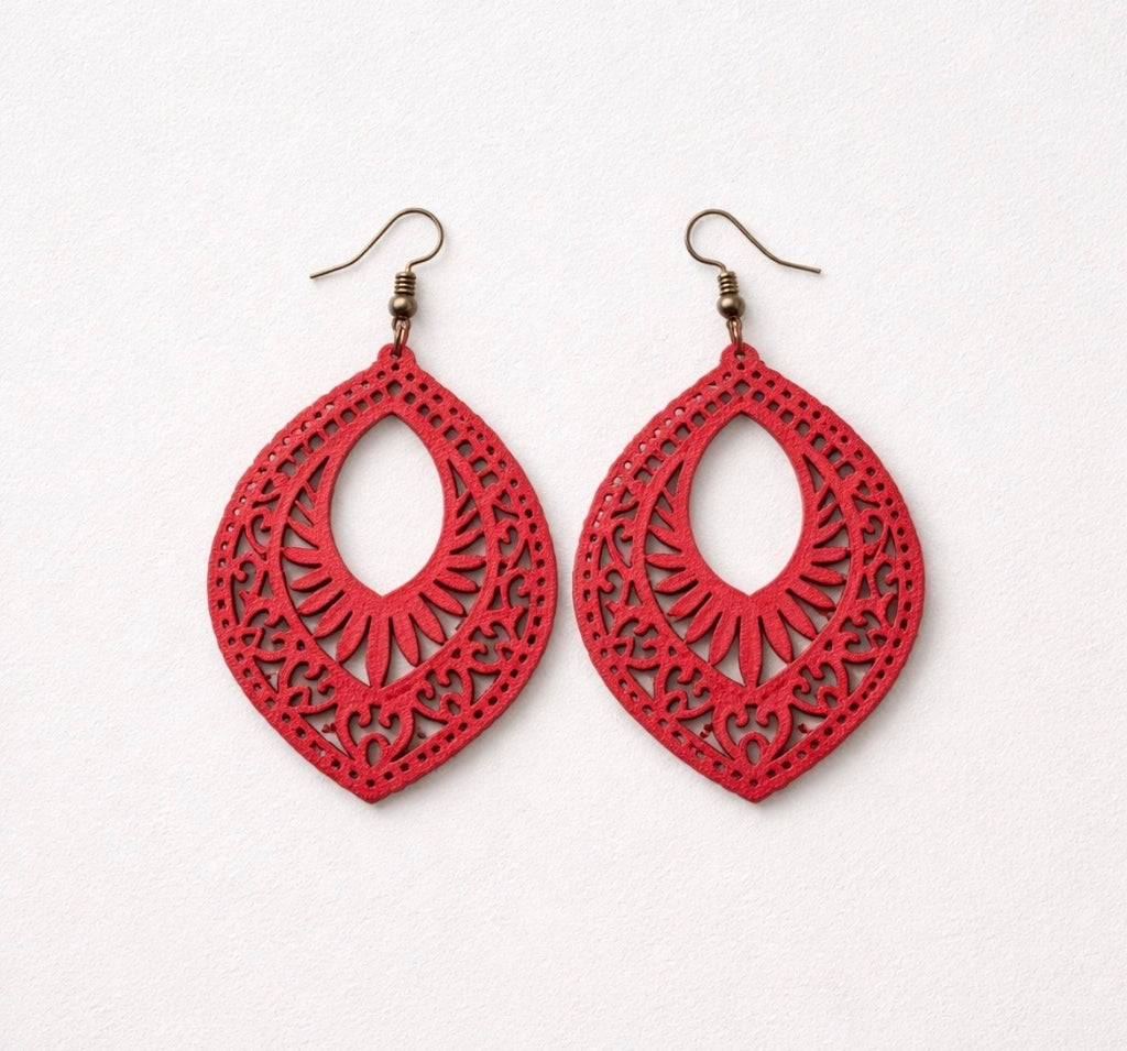 Wooden tear drop earrings