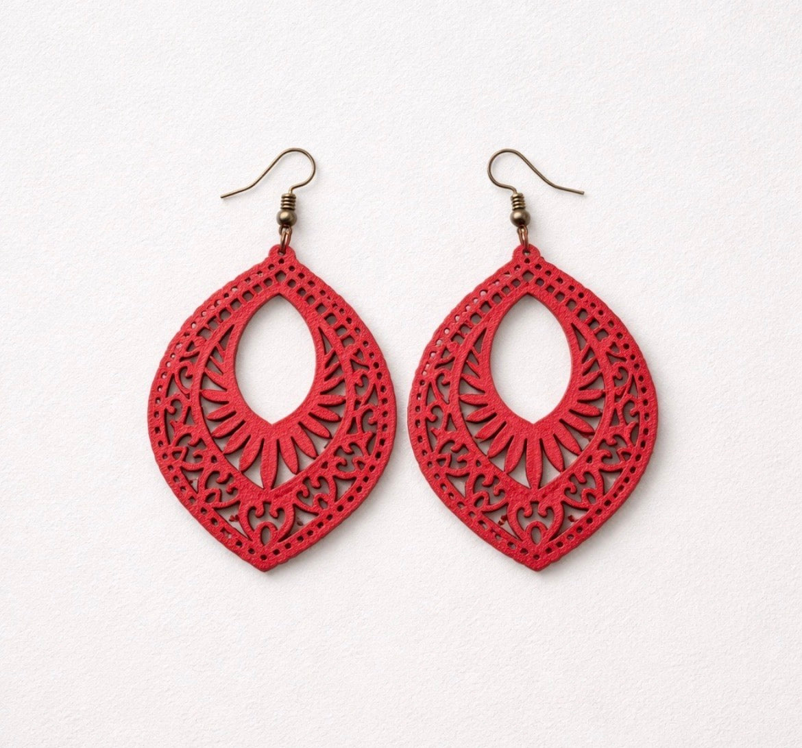 Wooden tear drop earrings