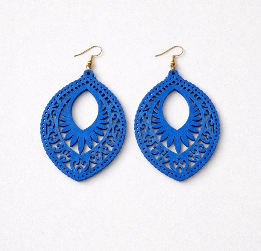 Wooden tear drop earrings
