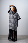 Vneck gown with fringe