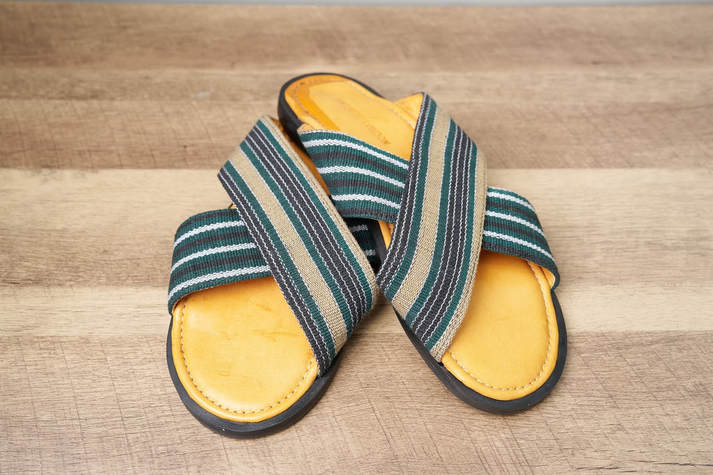 Aso-oke palm slippers