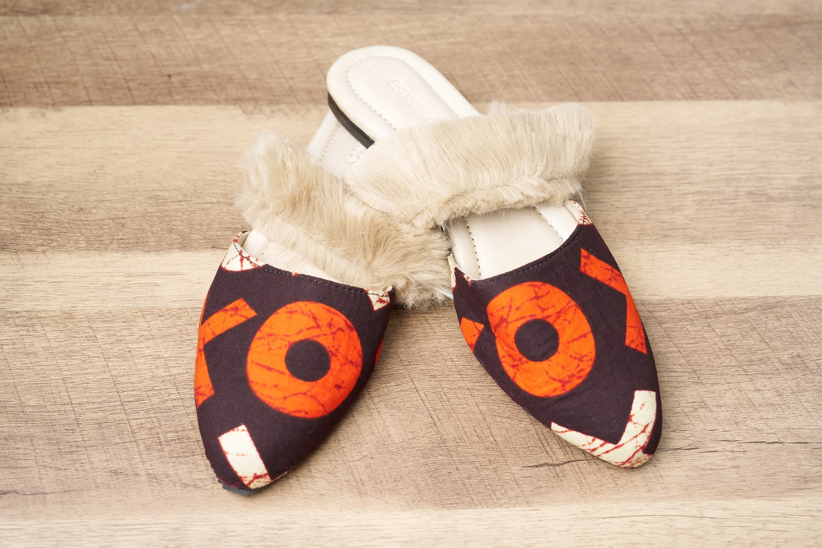 Ankara furry slippers