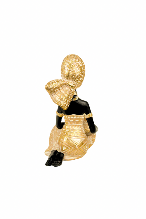 African Woman Statue with Gold Sunburst Headdress