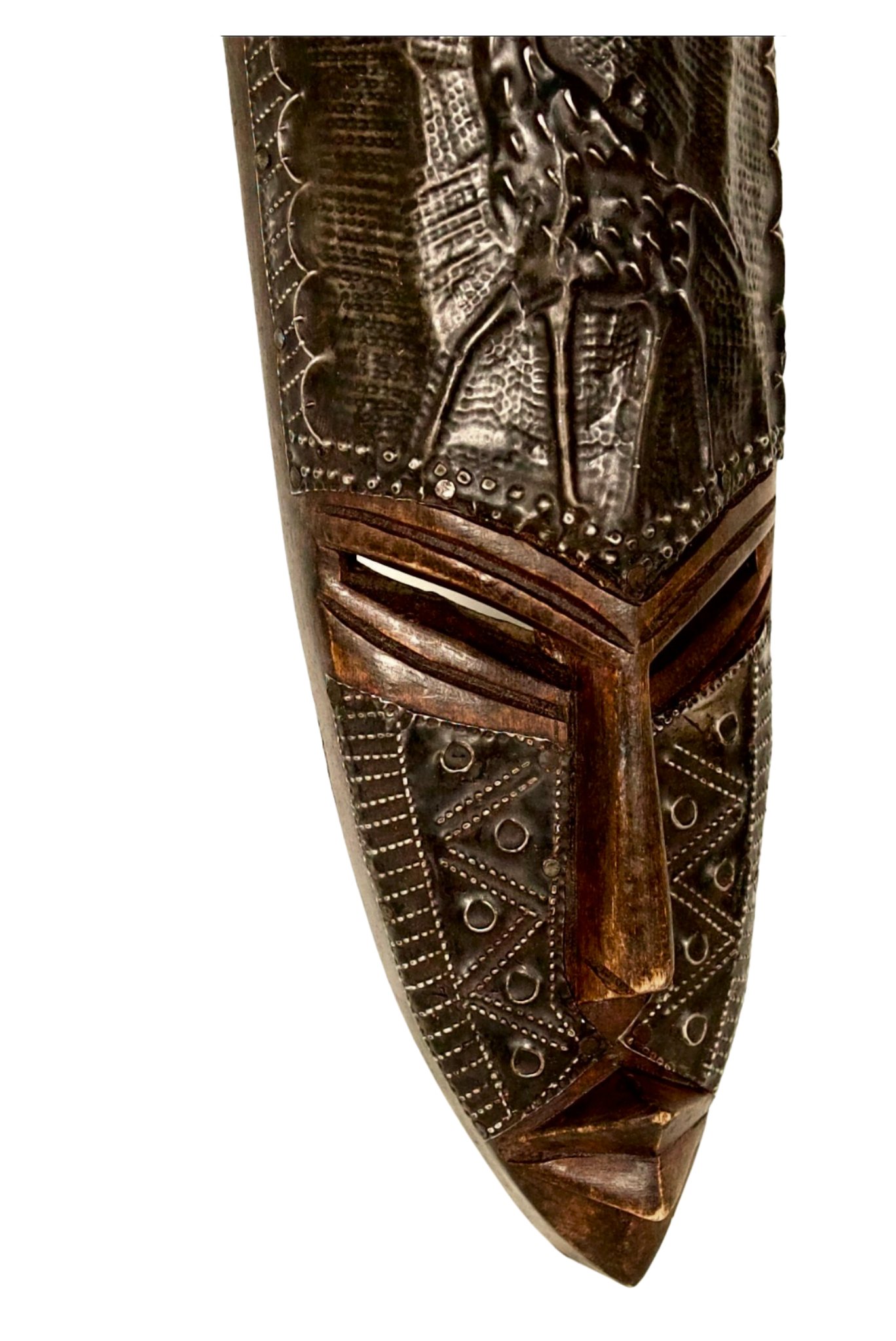 Hand Carved Wood and Metal Adrican Mask